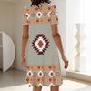 Plus Size Ladies Crew Neck Short Sleeve Dress Soft Retro Floral Print For Casual Downtown Stroll
