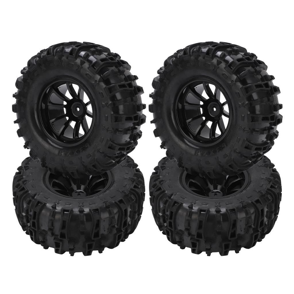 RC Vehicle Wheels and Tires Set Black with Plastic Hub for Monster Truck 18 110 Short Course Truck