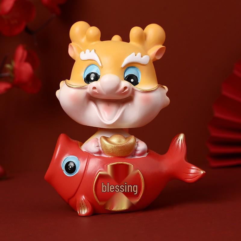 Creative Cartoon God of Wealth Figurine for Car Dashboard or Office - New Year Dragon Decoration and Gift