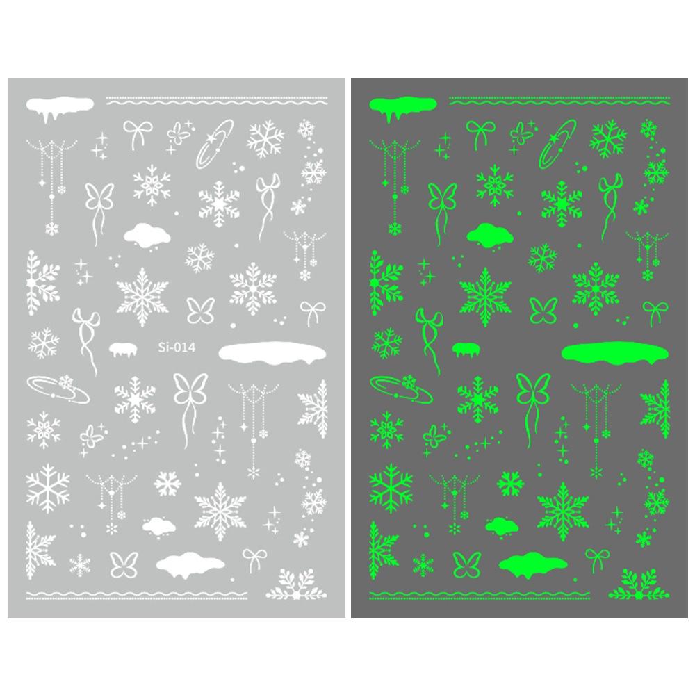 2026 Luminous Green & Blue Nail Stickers for Professional Salons - White-Enhancing Style