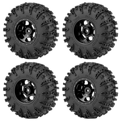 RCMAZO 4PCS Beadlock Wheel and Tire 70mm Rubber Crawler Tires and Aluminum Beadlock Wheel Hubs for SCX24 FCX24 RC Crawler Cars 1.3-inch Set, 1.3-inch
