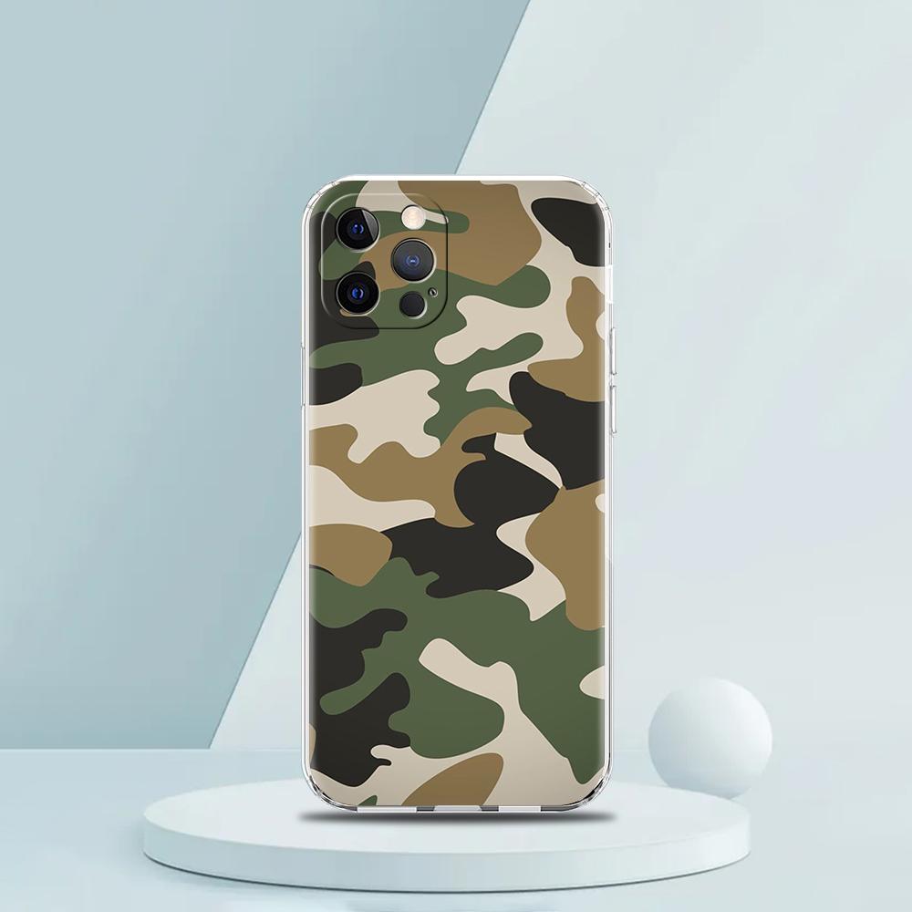 Camouflage Camo Military Soft TPU Transparent Phone Case Cover for iPhone 17 16 15 14 13 12 11 Pro Max Plus 17 AIR Shell Capas