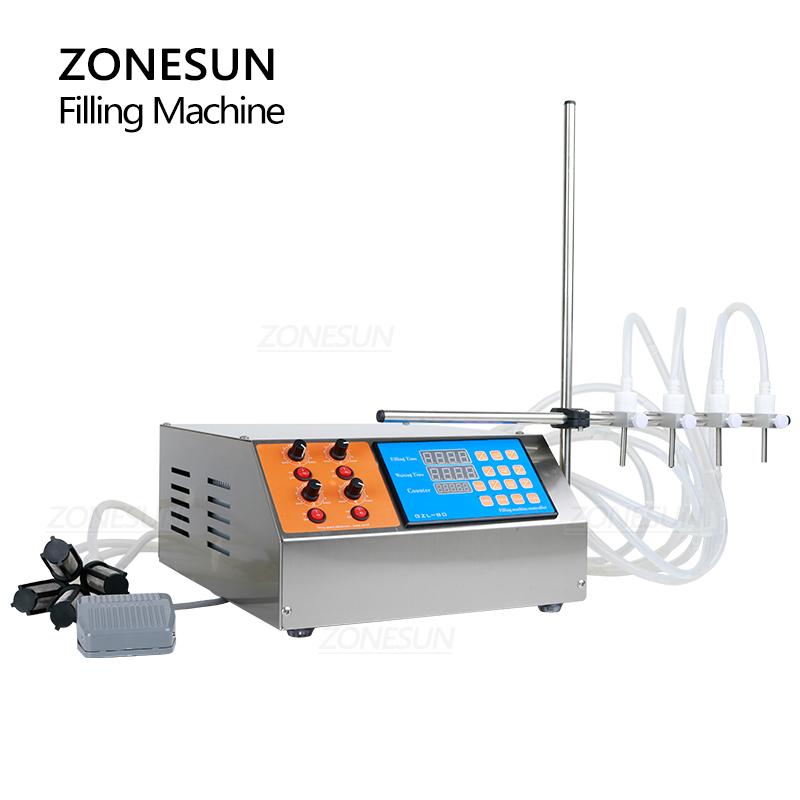 ZONESUN ZS-YTPP4T Halbautomatische Vierdüsen-Flüssigmilch-Augentropfen-Mundlösung-Flaschen-Peristaltikpumpen-Abfüllmaschine