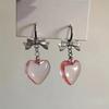 Biżuteria Vintage Kryształowe Kolczyki Koła z Sercem Urocze Koreańskie Charmsy Różowe Kolczyki z Kokardką Punkowe Akcesoria Modowe Gotyk