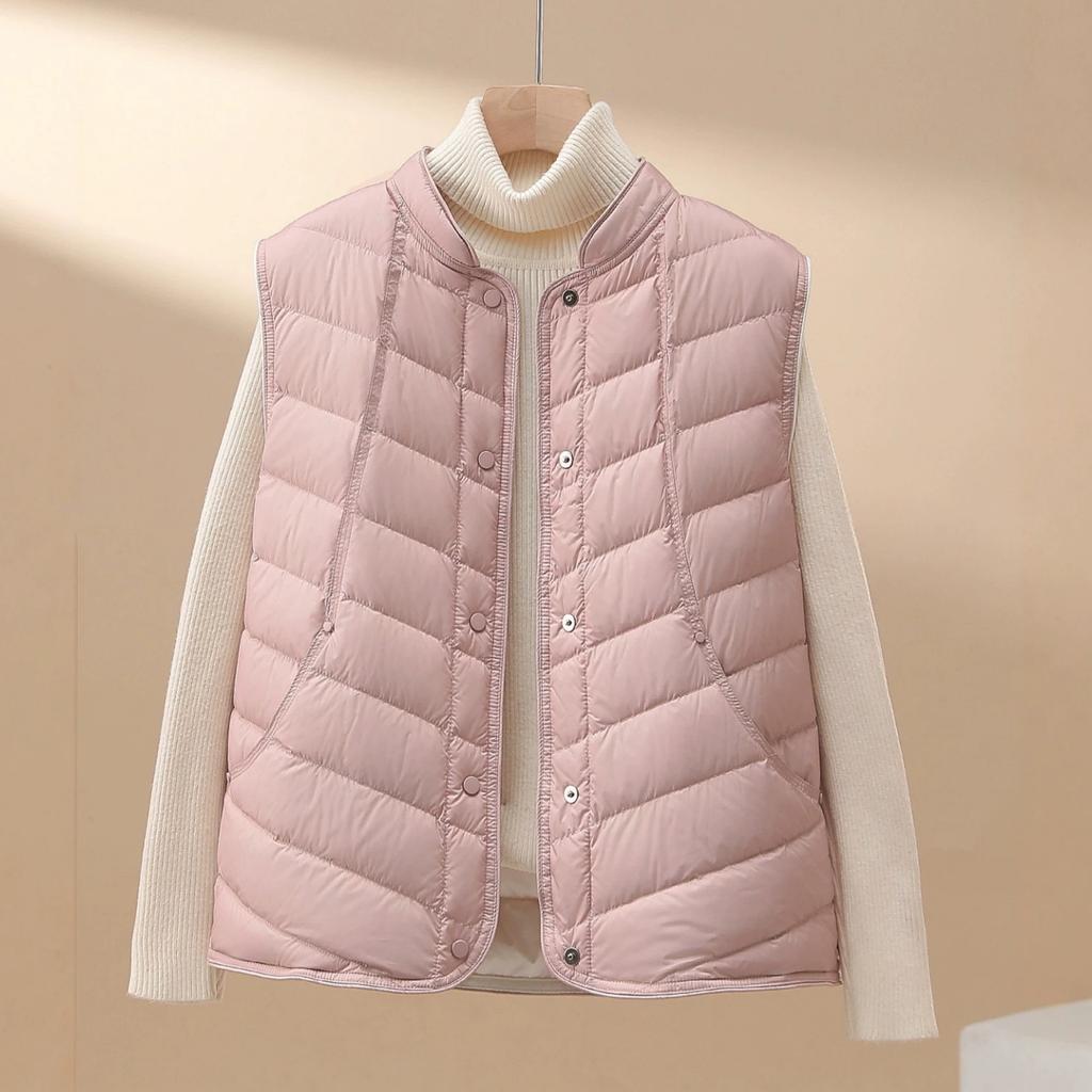 High-end literary temperament, light down jacket, vest, winter new small stand-up collar down jacket