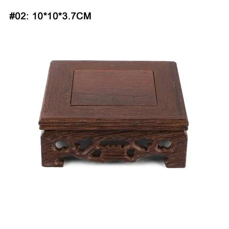 Wooden Retro Tea Tray Table Delicate Small Square Teapot Bases Vase Decor Solid Wood Bonsai Pedestal Wooden Base Serving Tray