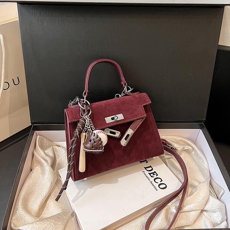 Mattes Wildleder Retro Kelly Tasche: Damen Modische Umhängetasche