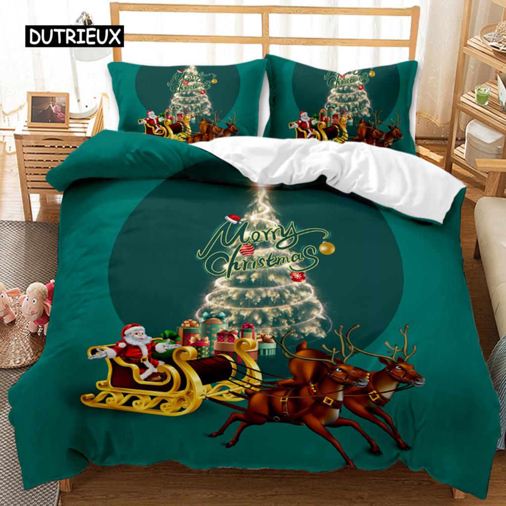 Polyester Comfortable Christmas Themed Pattern Duvet Cover Set With Duvet Cover And Pillowcases King Queen Twin Sizes For Boys Girls And Kids