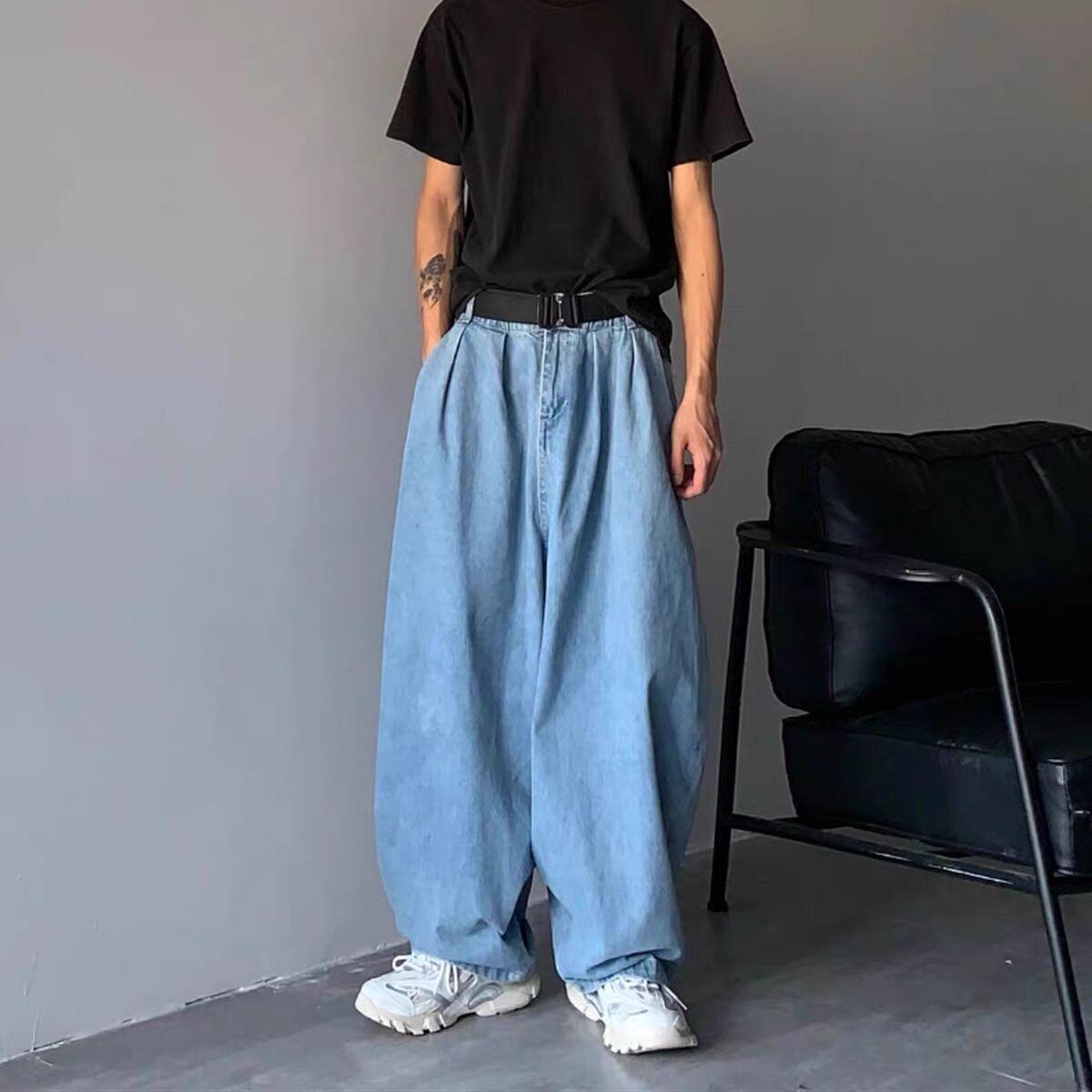 

Мужские мешковатые брюки темно-синего цвета 4xl y2k, джинсовые широкие брюки, свободные джинсы большого размера для мужчин, хлопок Harajuku, корейский стиль, брендовая одежда синий