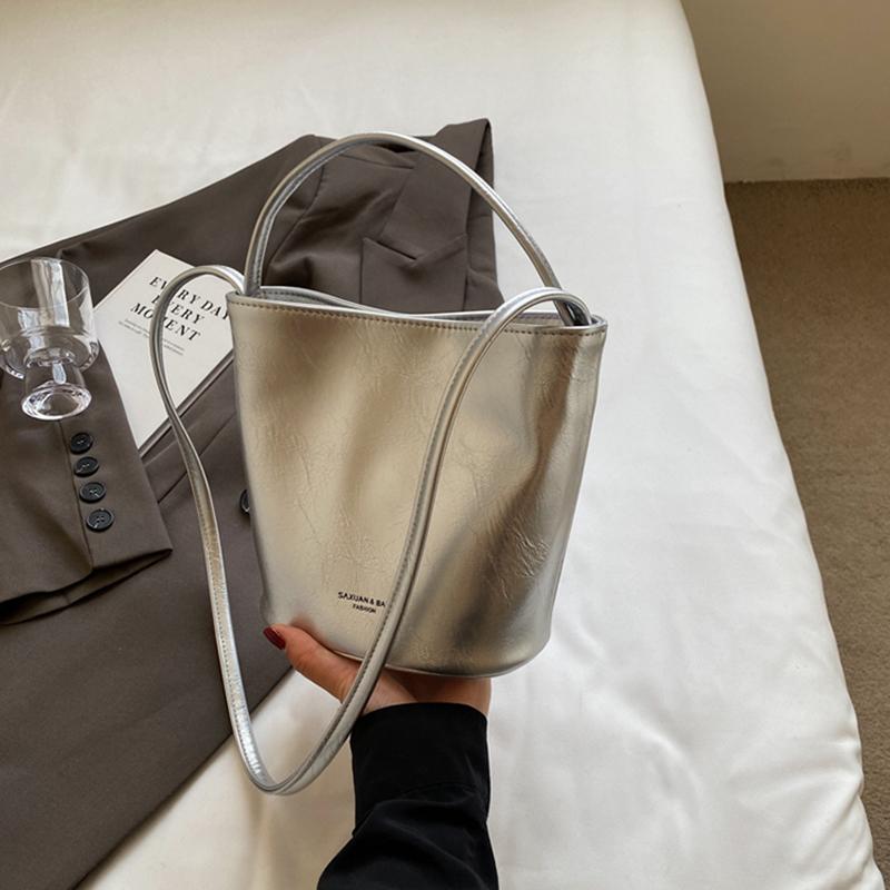 Retro red letter bucket bags for women versatile crossbody bag monochromatic shopping and travel women's bags new