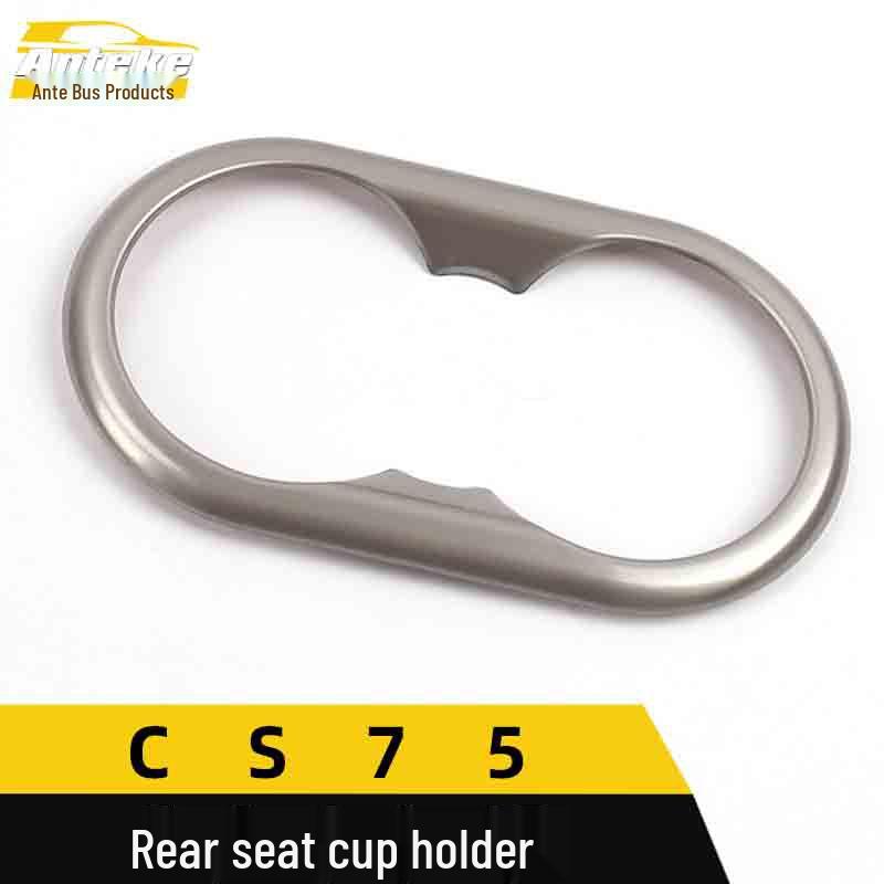 CS75 Nerezový držák nápojů na zadní sedadlo Ozdobný rámeček a loketní opěrka Jasná kroužková nášivka