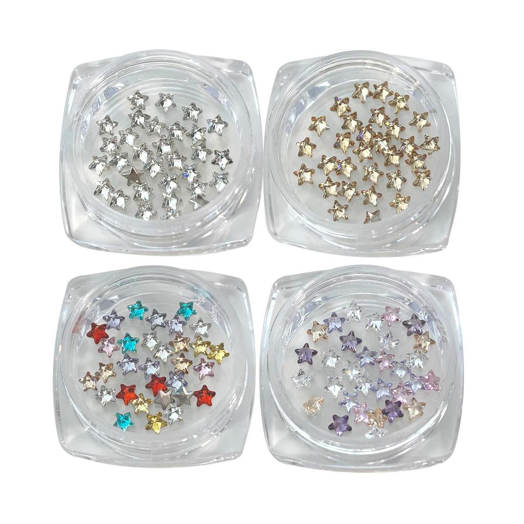 3mm Pentagram Zirconia Nail Art Decorations: Super Sparkling Christmas Stars, Flat Back Rhinestones, DIY Press-On Nail Accessories