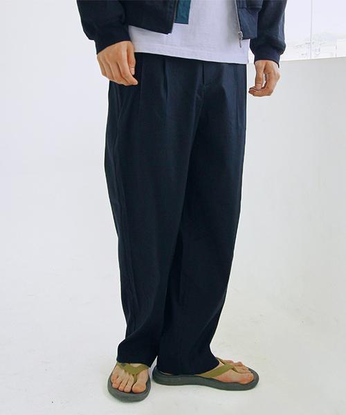 FILOBISKNOT Linen Spandex Wide Pants Set-Up [Dark Navy]