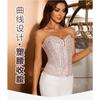 Women European Style Zipper Sequined Boned Waist Cincher Shaping Corset Top