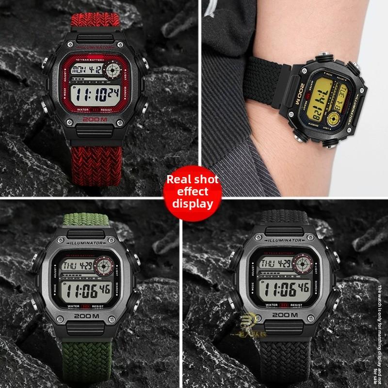 18mm Quick-release Strap For Casio DW-291H/DW-290 W-218H/W-219H Knitted Nylon Canvas Watch Band Men's Magnetic Clasp Wrist Band
