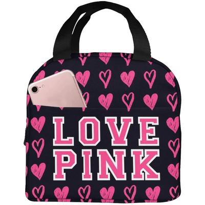 Love Pink Damen Isolierte Lunchtasche Erdbeermilch Wiederverwendbare Kühltasche Lunch Tote Box, Jungen Mädchen Niedlicher Behälter Lunch Tragetasche