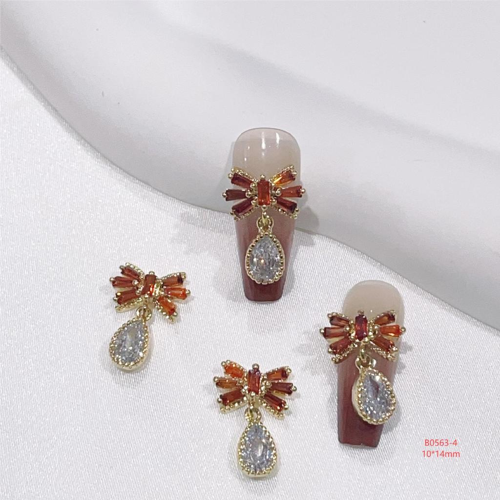 Princess Rhinestone Bow Nail Art Stickers - Colorful Crystal Pendant Accessories