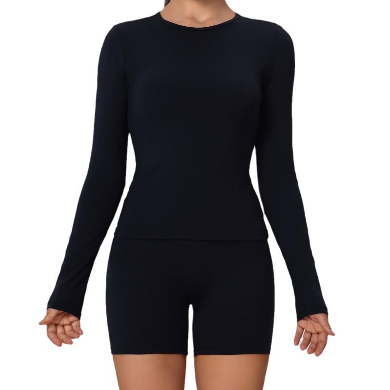 Womens Long Sleeve Yoga Top Tight Fit Breathable Workout Shirt Gym Running Dance Fitness