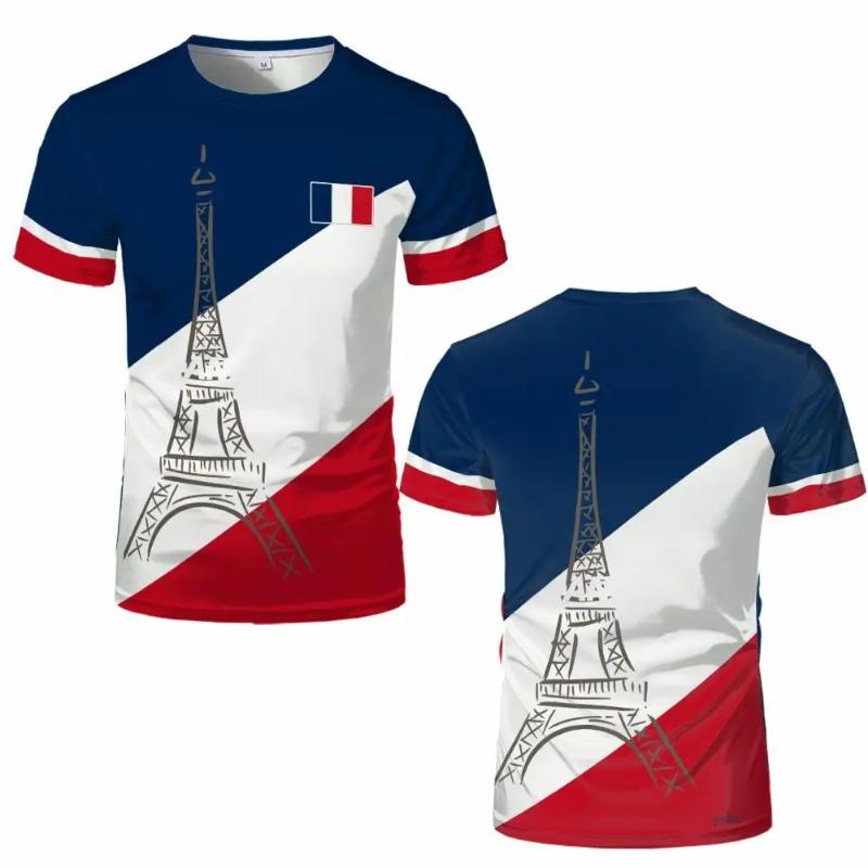 France Flag 3D Print T-shirt Summer Outdoor Sports Casual Breathable Quick-drying Tops Men Women Fashion O-Neck Football Jersey