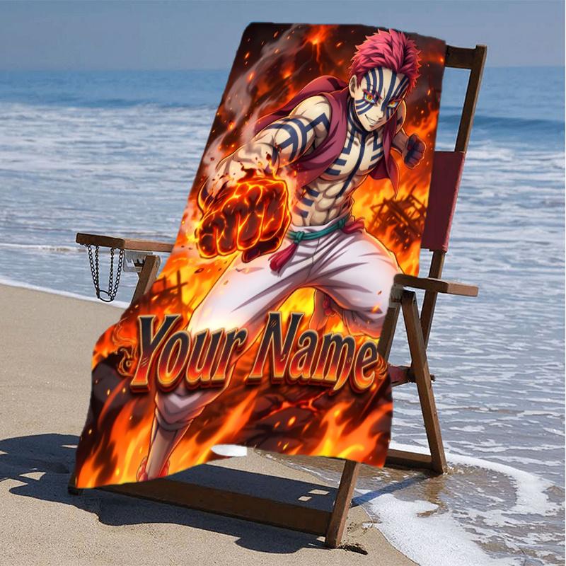1pc Akaza Beach Towel with Custom Name, Beach/Swimming/Bath/Picnic/Camping Towel, Suitable for Seaside Beaches