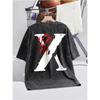 Washed Double-Sided X Letter Thorn Print 100% Cotton Oversized Short Sleeve T-shirt