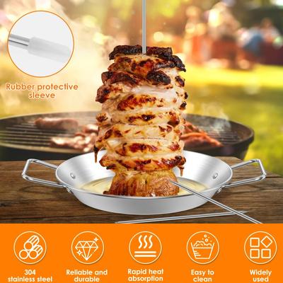 Barbekü Dikey Et Şiş Paslanmaz Çelik Dikey Şiş Izgara 9 inç Çıkarılabilir Sivri Uçlu Biftek Et Tavuk Kızartma Tutucu