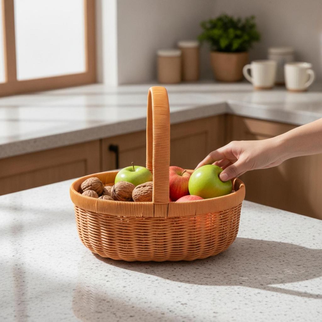 Woven Basket with Handle | Decorative, Oval Shopping Basket, Portable, for