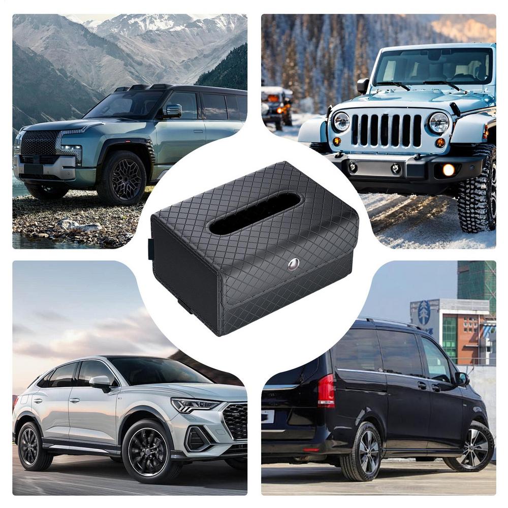 Tissue Box For Car Faux Leather Car Napkin Storage Rectangular Shape Easy Access Storage For Family Trips Daily Commute Road