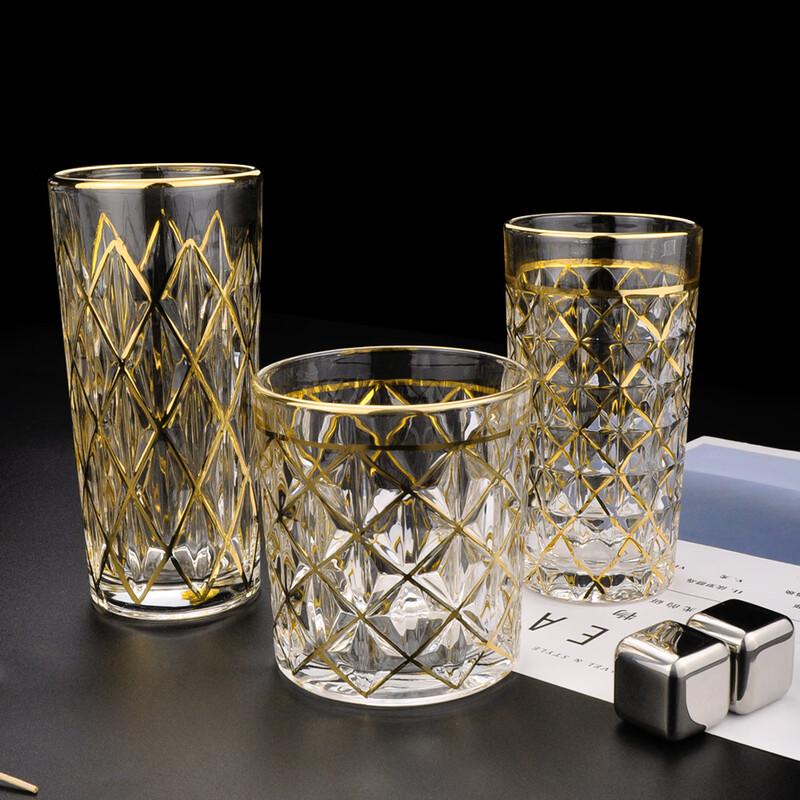 Gold-Rimmed Crystal Glass Drinkware