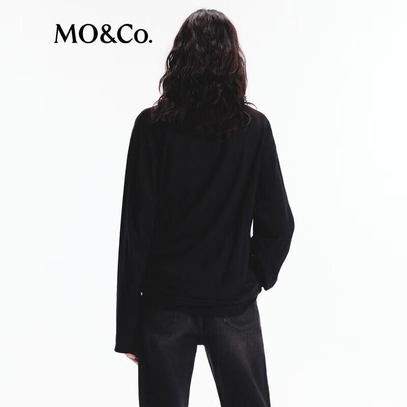 MO&Co. Cotton-Hemp Blend Pleated Long-Sleeve T-Shirt