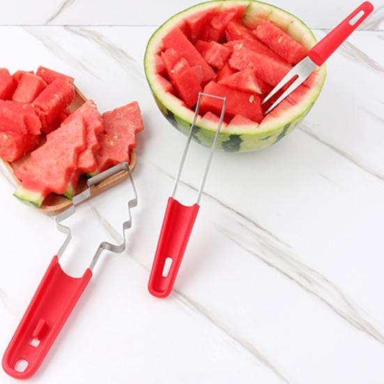 Watermelon Cutter Stainless Steel Fruit Slicer Tool Multipurpose Mango Pineapple Cantaloupe Cutter Easy Clean Food Safe Kitchen Gadget for Camping