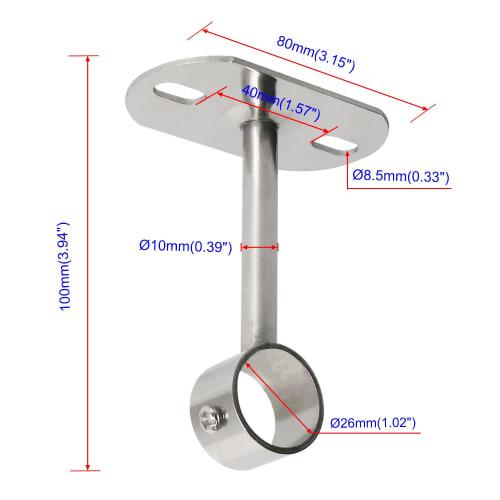 Ohamtes 4-Piece Clothes Rail Mounting Bracket, Shower Curtain Closet Tie Rod Support Frame, Curtain Rod Flange Socket, Handrail Mounting Bracket, Suit