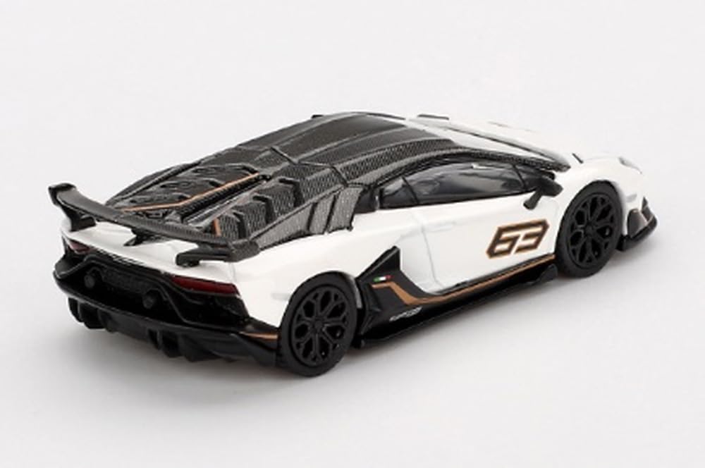MINI GT 1/64 Scale Lamborghini Aventador SVJ 63 Bianco Asopo (White) (Left-Hand Drive) Finished Model MGT00842-L
