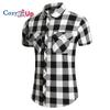 Cozy Up Men's Causal Flannel Plaid Shirts Short Sleeve Button Up Work Shirts