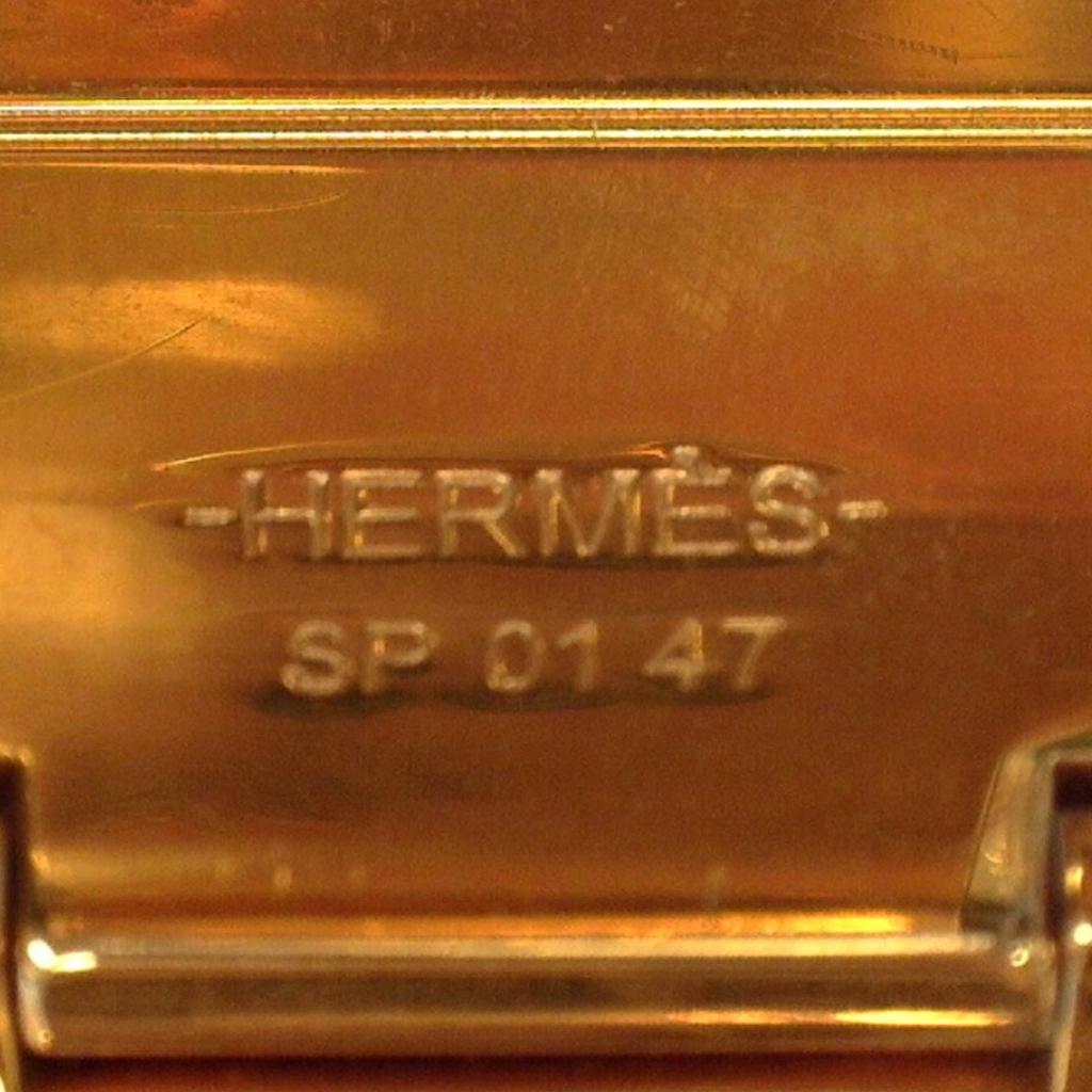 HERMES Charnière Bangle Bangle Gold Plated White x Beige x Gold Women Used