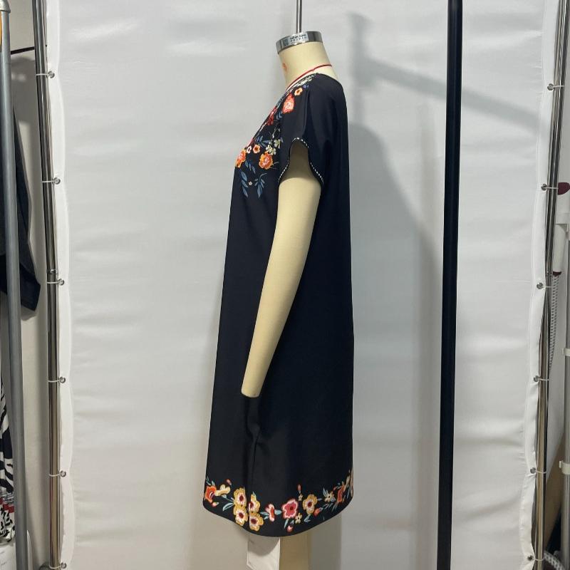 Summer New Short Sleeve A Line Vacation Casual Dresses Women Fashion Loose Waist Elegant Print Short Dress Women Vintage Slim Beach Ladies Dress 25881