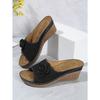 Women's Floral Platform Wedge Sandals, Chunky Heel Summer Slides