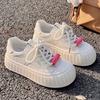 Fresh Casual Must - Buy White Chunky Sneakers, Pink Buckle & Lace - Up, Perfect for Casual Outings