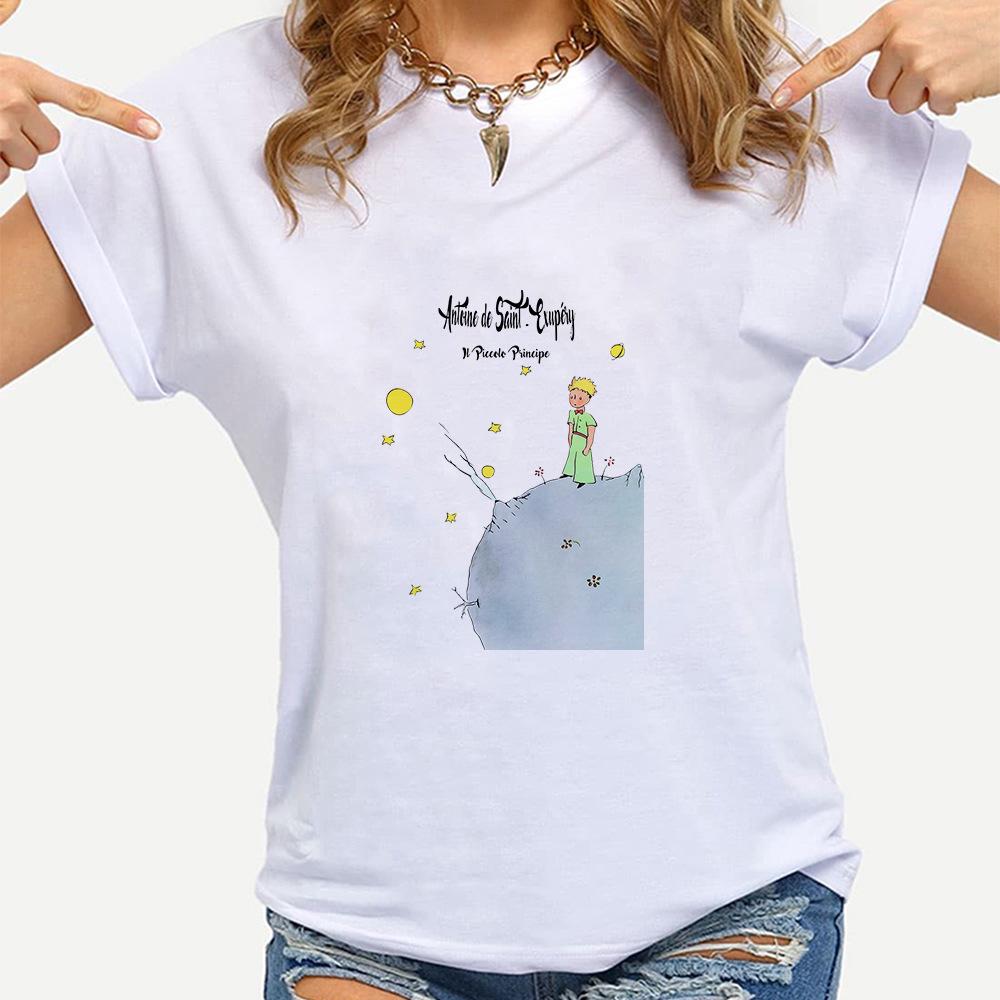Little Prince White Print Women's Short Sleeve T-Shirt