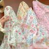 Foulard Rétro Français Pastoral Tête de Marguerite Bandana Bohème Foulard en Soie Florale Foulard Triangle Féminin Foulard de Tête Mouchoir en Coton Lin
