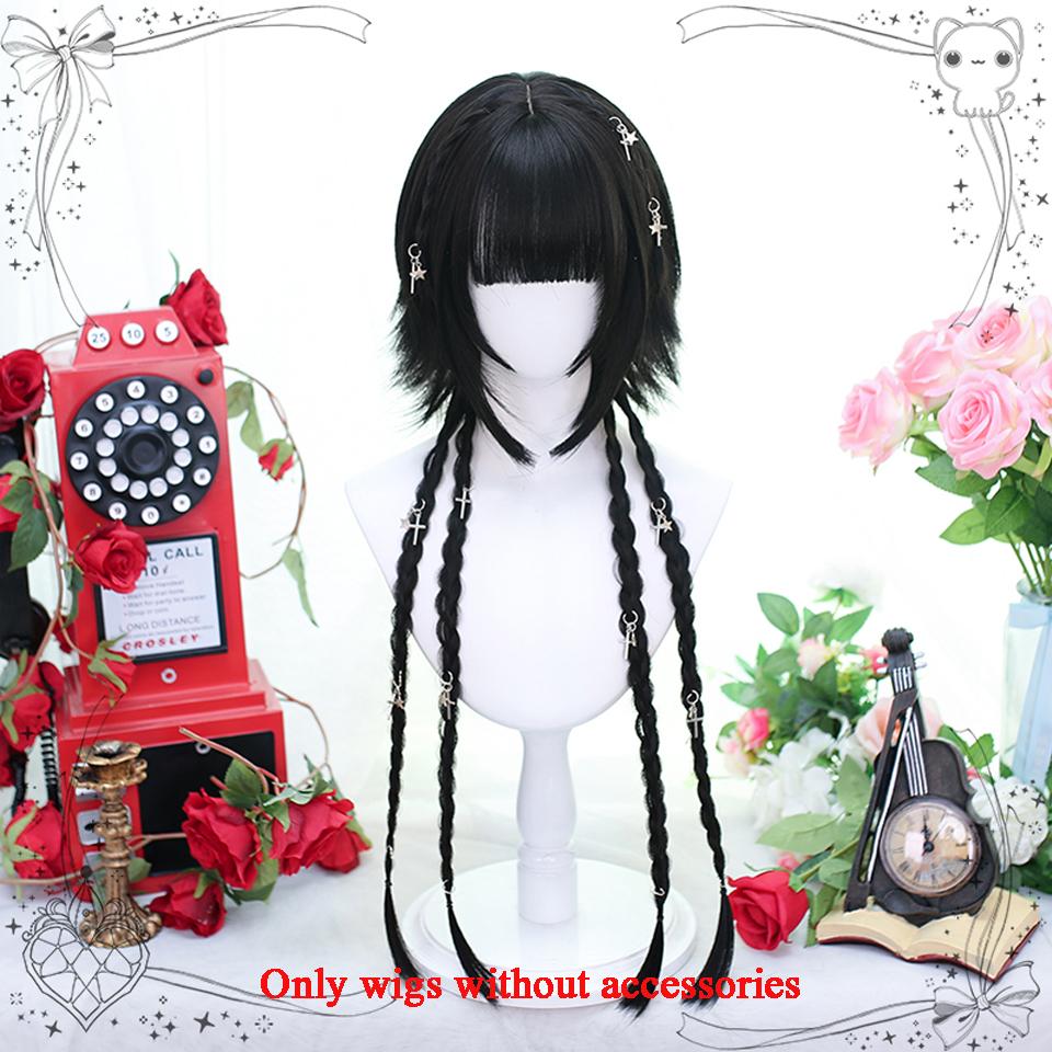 Synthetic Long Straight Hair And Straight Blue Highlights Women's Fringe Wig Cosplay Lolita Party Wig For Women
