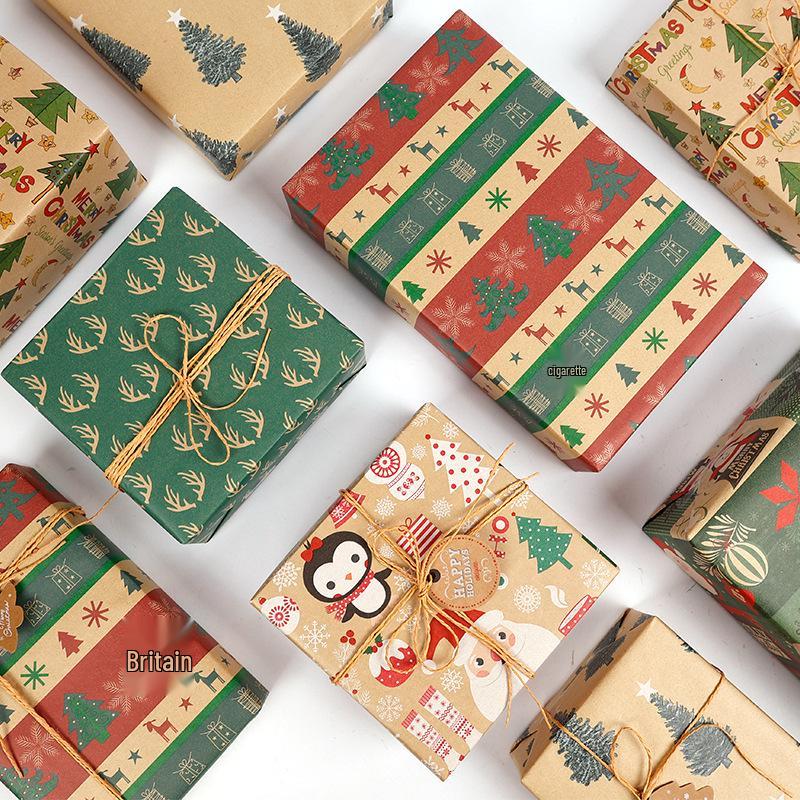 Eco-friendly Retro Kraft Christmas Gift Wrap Paper - Large Roll