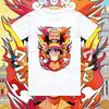 Summer 2026 One Piece Luffy  Roger Will Pass Theme 100 Cotton Printed Loose Tshirt for Unisex and Women Parentchild Top