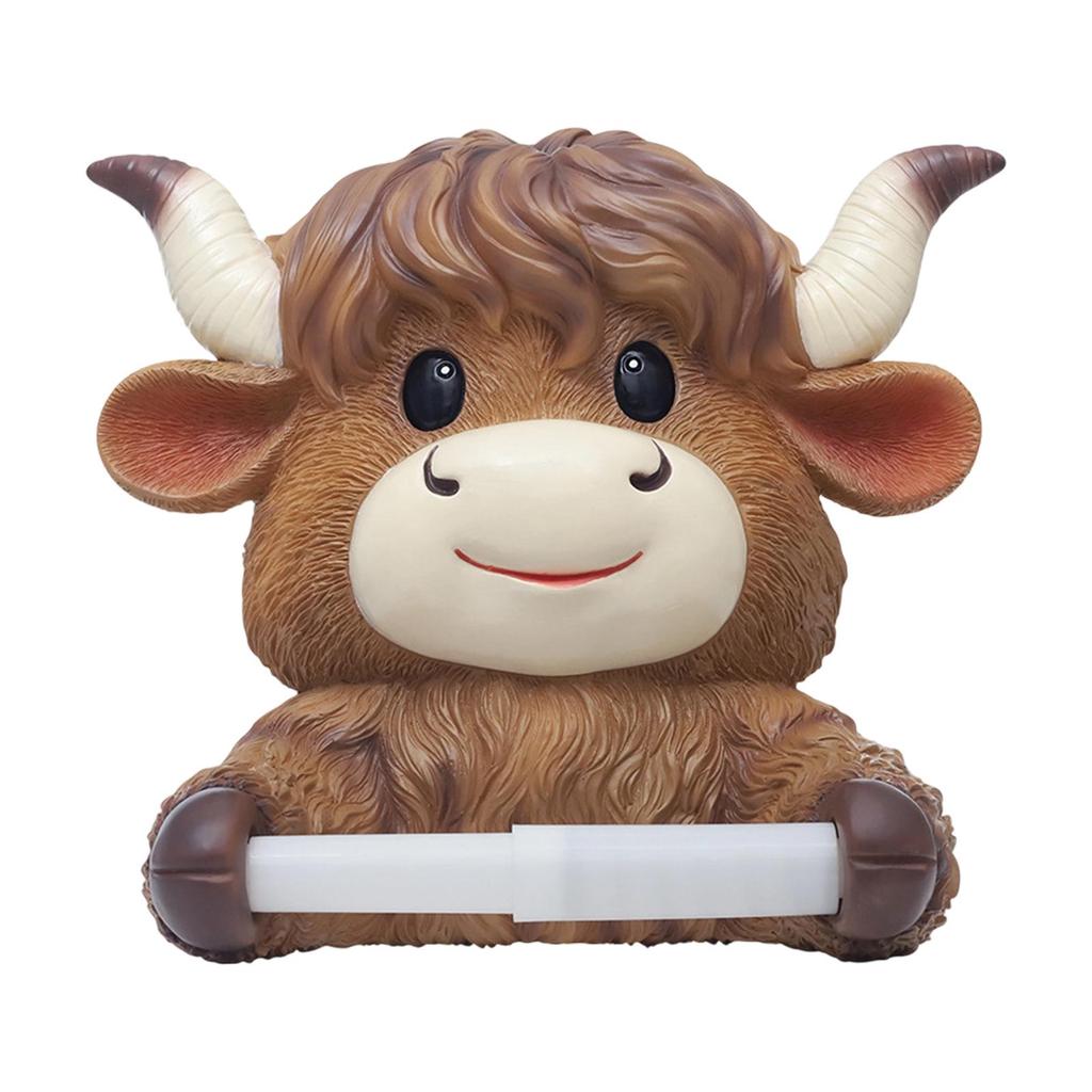 Cow Toilet Paper Holder Shelf Cartoon Waterproof Resin Toilet Roll Holder for Shower Room Lavatory Kitchen Bathroom Home Decor