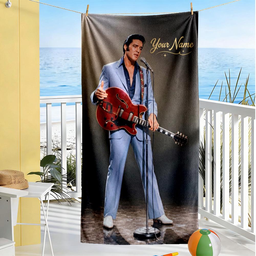Elvis Presley Personalized Name Beach Towel High Absorbency & Quick-Dry Portable for SwimmingBeachCamping Travel Beach AccessoriesGym