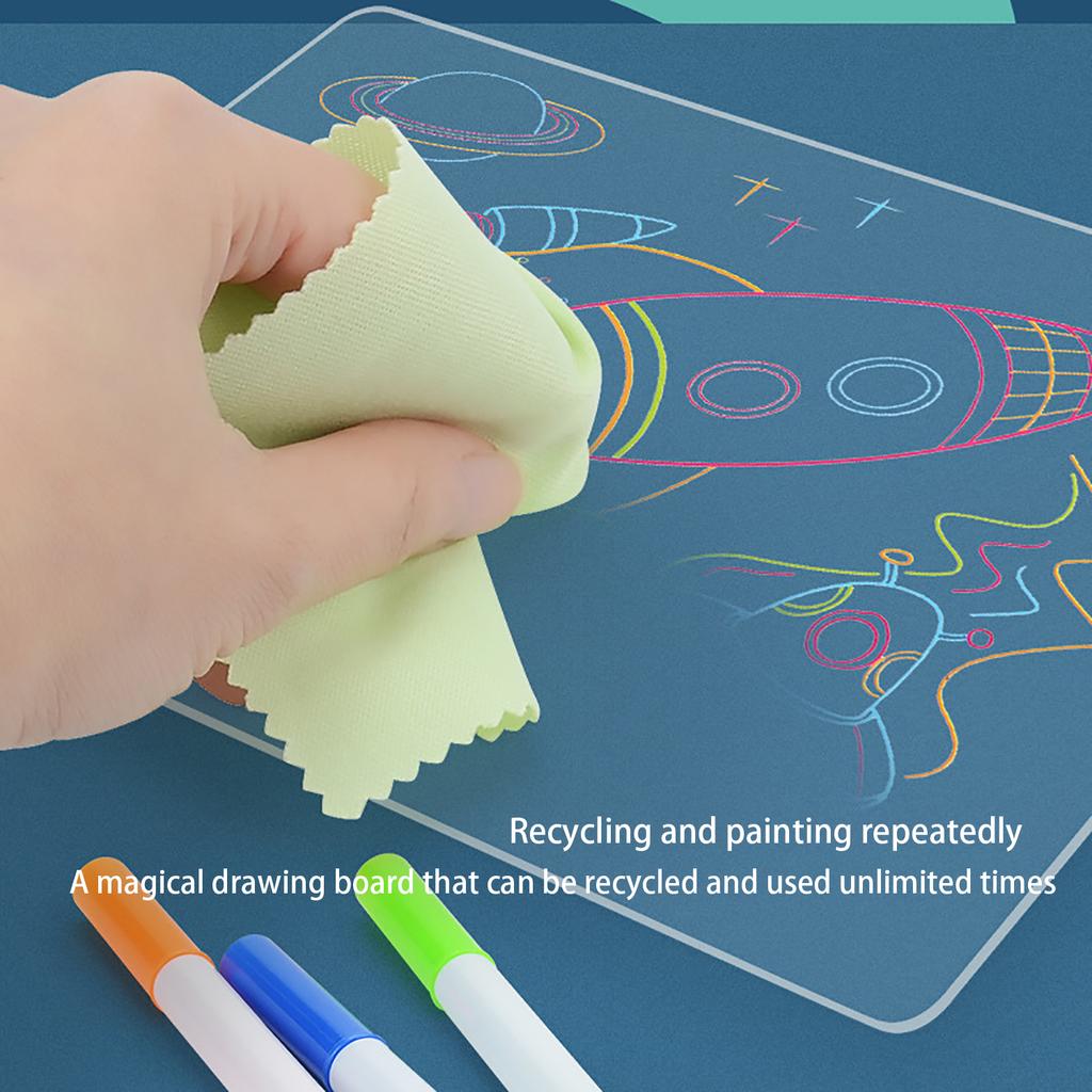 Children'S 3D Drawing Board, 3D Luminous Board, Led Luminous Game Fluorescent Board, Magical Drawing And Writing Board