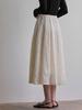 B Muse Mansion Flower Tuck Flare Skirt - Cream