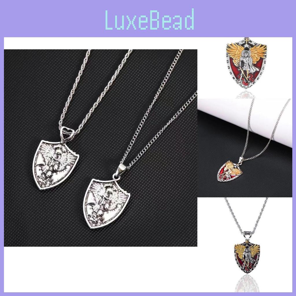 Elegant Shield Pendant Necklace In Silver With Cartoon Character Wing Design For Unisex Fashion Accessory