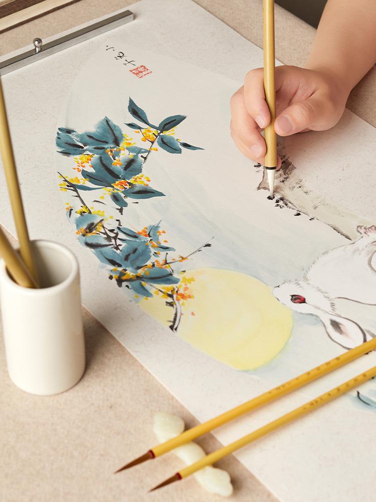 Liupintang Professional Chinese Painting Brush Set - Mixed Sheep Hair, White Cloud Outlining, Full Set for Beginners