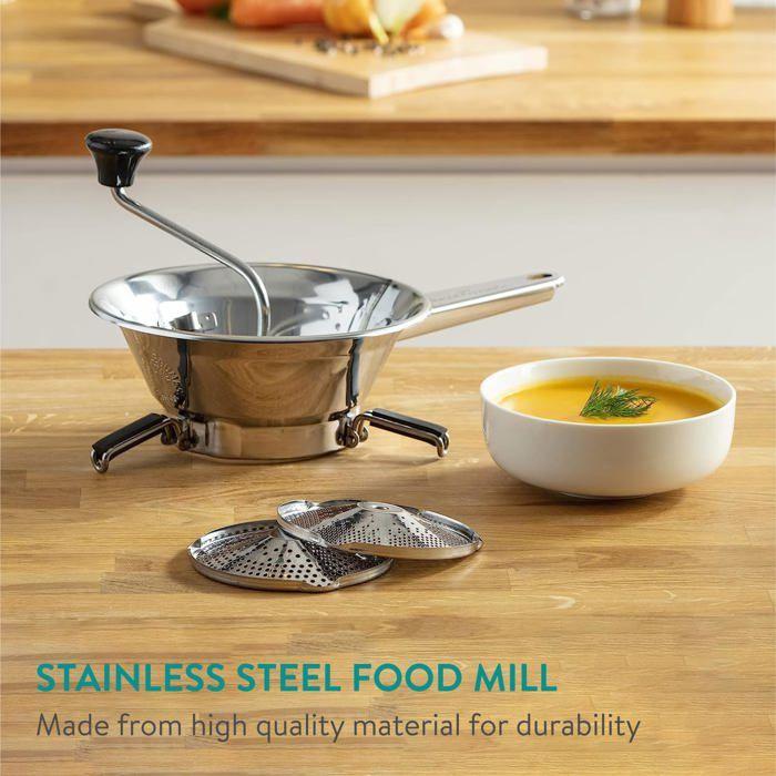 Presse-purée - navaris - 47369.02 - acier inoxydable - 3 grilles interchangeables - manuel